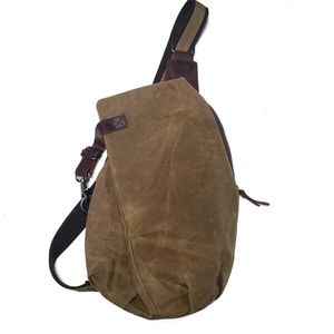 Canvas Crossbody Sling Bag in Olive Brown
